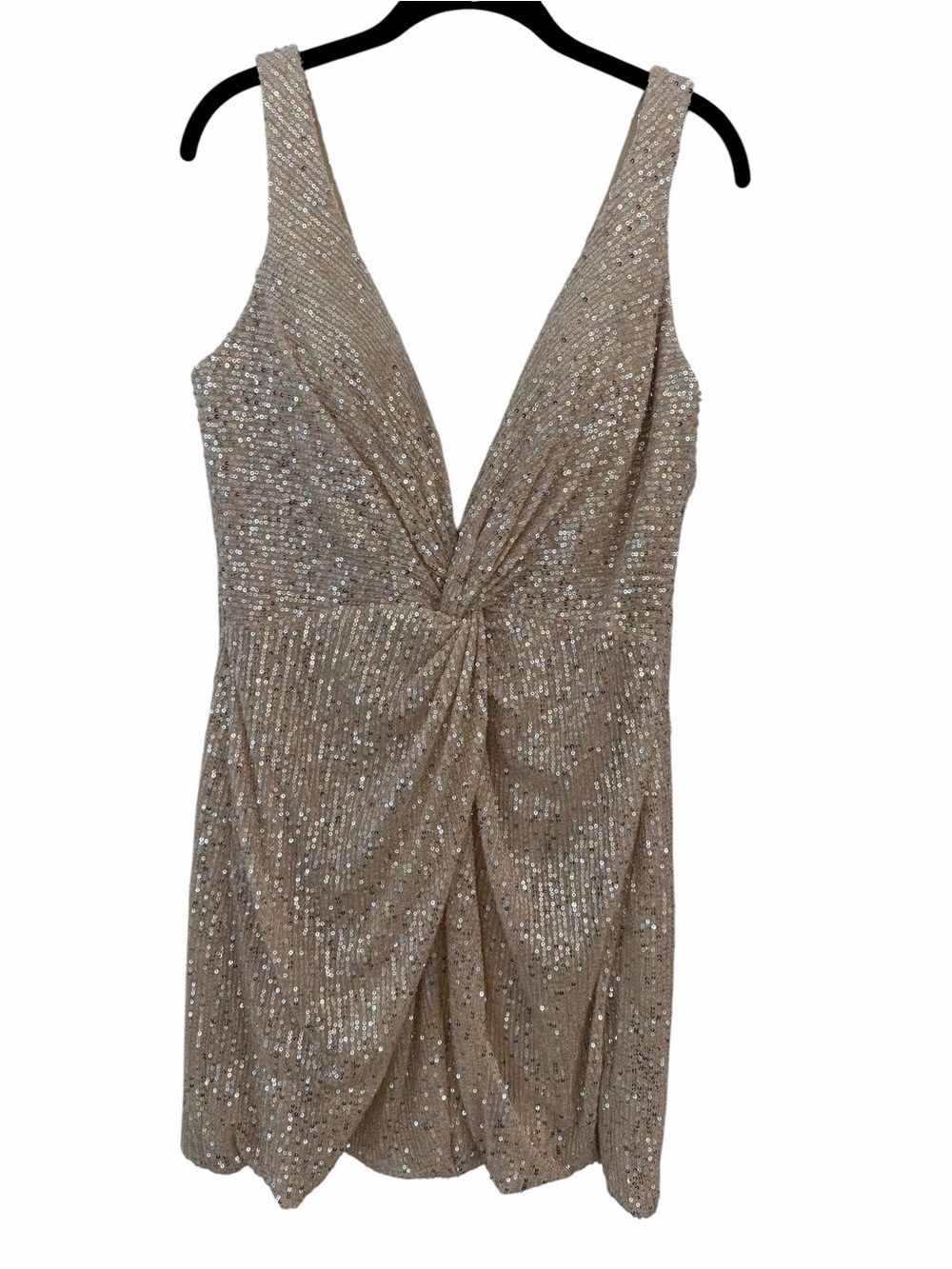 Ieena Mac Duggal 26496 Front Twist Plunging Sequined Mini Dress Size 12 - Picture 2 of 8
